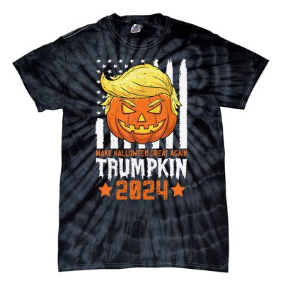 Trumpkin Make Halloween Great Again Flag Pumpkin Trump 2024 Tie-Dye T-Shirt