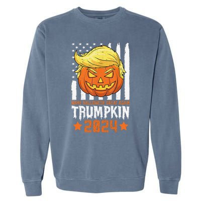 Trumpkin Make Halloween Great Again Flag Pumpkin Trump 2024 Garment-Dyed Sweatshirt