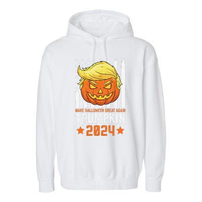 Trumpkin Make Halloween Great Again Flag Pumpkin Trump 2024 Garment-Dyed Fleece Hoodie