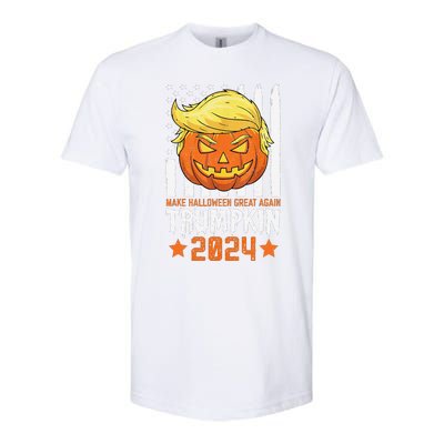 Trumpkin Make Halloween Great Again Flag Pumpkin Trump 2024 Softstyle CVC T-Shirt