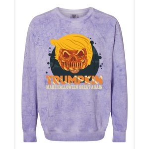 Trumpkin Make Halloween Great Again Funny Usa Trump Pumpkin Cool Gift Colorblast Crewneck Sweatshirt