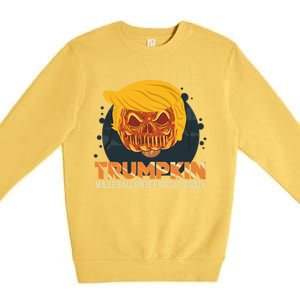 Trumpkin Make Halloween Great Again Funny Usa Trump Pumpkin Cool Gift Premium Crewneck Sweatshirt