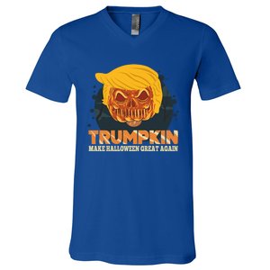 Trumpkin Make Halloween Great Again Funny Usa Trump Pumpkin Cool Gift V-Neck T-Shirt