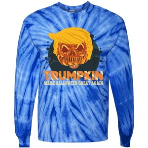 Trumpkin Make Halloween Great Again Funny Usa Trump Pumpkin Cool Gift Tie-Dye Long Sleeve Shirt