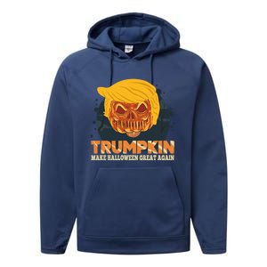 Trumpkin Make Halloween Great Again Funny Usa Trump Pumpkin Cool Gift Performance Fleece Hoodie