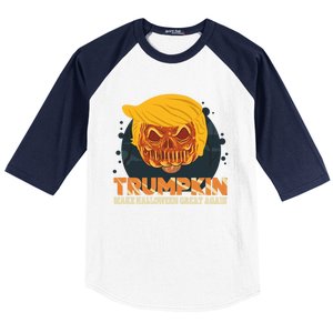 Trumpkin Make Halloween Great Again Funny Usa Trump Pumpkin Cool Gift Baseball Sleeve Shirt