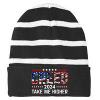 T.A.K.E M.E H.I.G.H.E.R Us Flag Striped Beanie with Solid Band