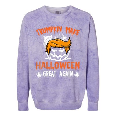 Trumpkin Make Halloween Great Again Funny Trump Support Colorblast Crewneck Sweatshirt