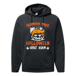 Trumpkin Make Halloween Great Again Funny Trump Support Performance Fleece Hoodie