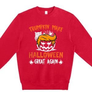 Trumpkin Make Halloween Great Again Funny Trump Support Premium Crewneck Sweatshirt