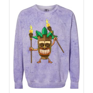 Tiki Man Hawaiian Summer Tropical Luau Party Colorblast Crewneck Sweatshirt