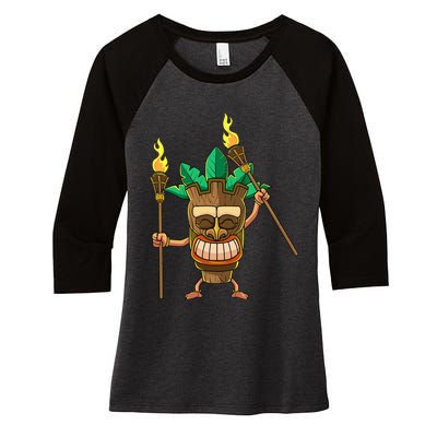 Tiki Man Hawaiian Summer Tropical Luau Party Women's Tri-Blend 3/4-Sleeve Raglan Shirt