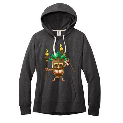 Tiki Man Hawaiian Summer Tropical Luau Party Women's Fleece Hoodie