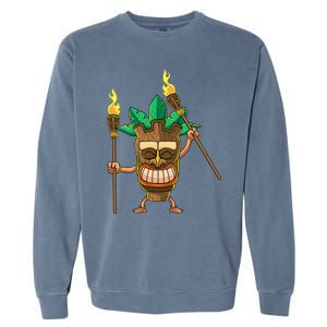 Tiki Man Hawaiian Summer Tropical Luau Party Garment-Dyed Sweatshirt