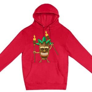 Tiki Man Hawaiian Summer Tropical Luau Party Premium Pullover Hoodie