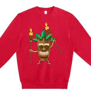 Tiki Man Hawaiian Summer Tropical Luau Party Premium Crewneck Sweatshirt