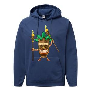 Tiki Man Hawaiian Summer Tropical Luau Party Performance Fleece Hoodie