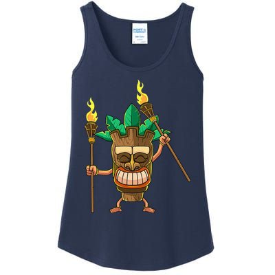 Tiki Man Hawaiian Summer Tropical Luau Party Ladies Essential Tank