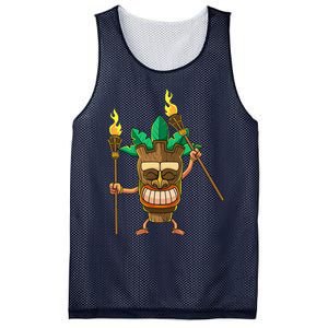 Tiki Man Hawaiian Summer Tropical Luau Party Mesh Reversible Basketball Jersey Tank