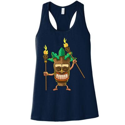 Tiki Man Hawaiian Summer Tropical Luau Party Women's Racerback Tank