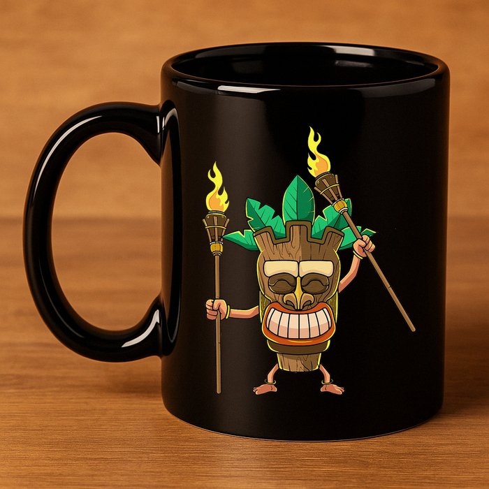 Tiki Man Hawaiian Summer Tropical Luau Party 11oz C Handle Ceramic Mug