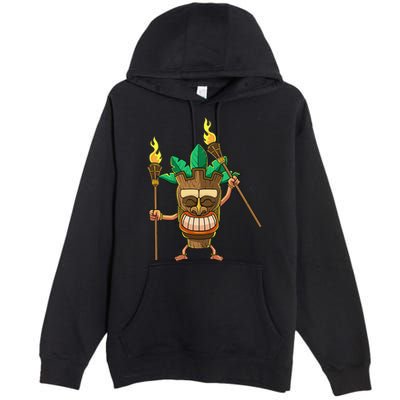 Tiki Man Hawaiian Summer Tropical Luau Party Premium Pullover Hoodie