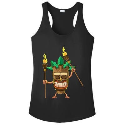 Tiki Man Hawaiian Summer Tropical Luau Party Ladies PosiCharge Competitor Racerback Tank