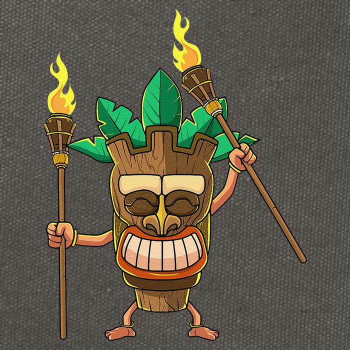 Tiki Man Hawaiian Summer Tropical Luau Party Cotton Canvas Backpack