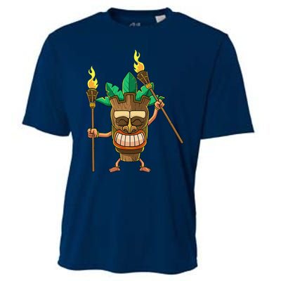 Tiki Man Hawaiian Summer Tropical Luau Party Cooling Performance Crew T-Shirt