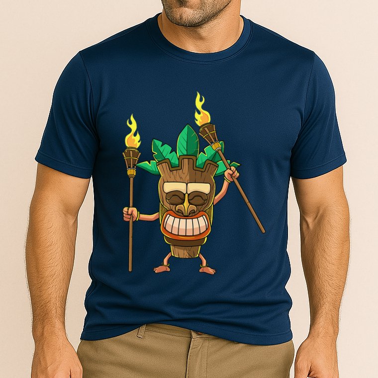 Tiki Man Hawaiian Summer Tropical Luau Party Cooling Performance Crew T-Shirt