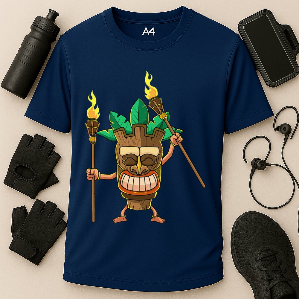 Tiki Man Hawaiian Summer Tropical Luau Party Cooling Performance Crew T-Shirt