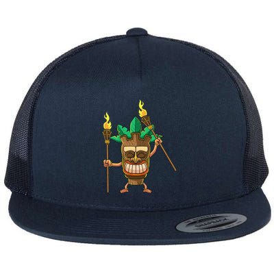 Tiki Man Hawaiian Summer Tropical Luau Party Flatbill Hat