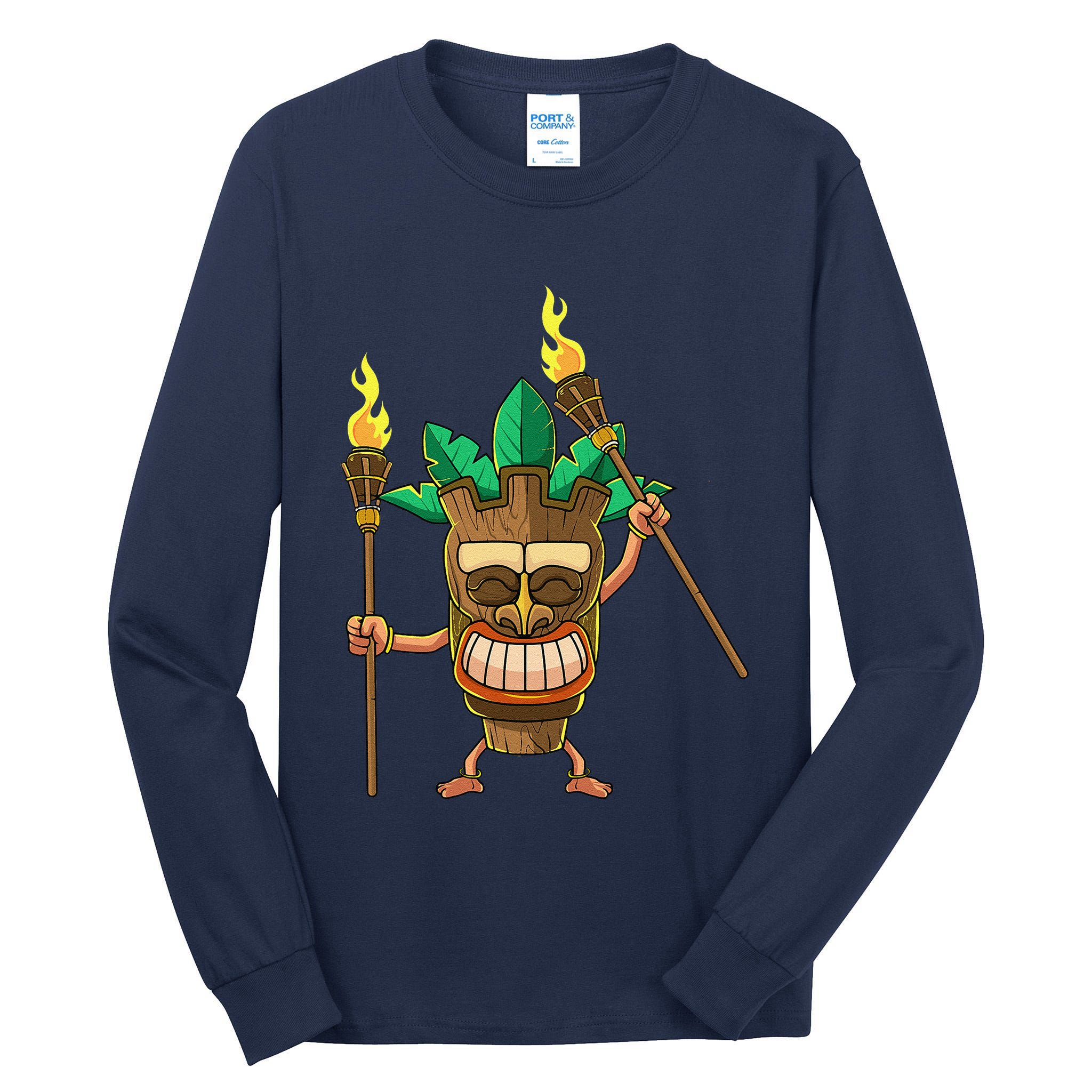 Tiki Man Hawaiian Summer Tropical Luau Party Tall Long Sleeve T-Shirt