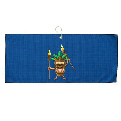 Tiki Man Hawaiian Summer Tropical Luau Party Large Microfiber Waffle Golf Towel
