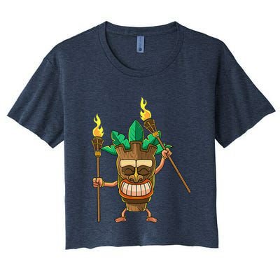 Tiki Man Hawaiian Summer Tropical Luau Party Crop Top