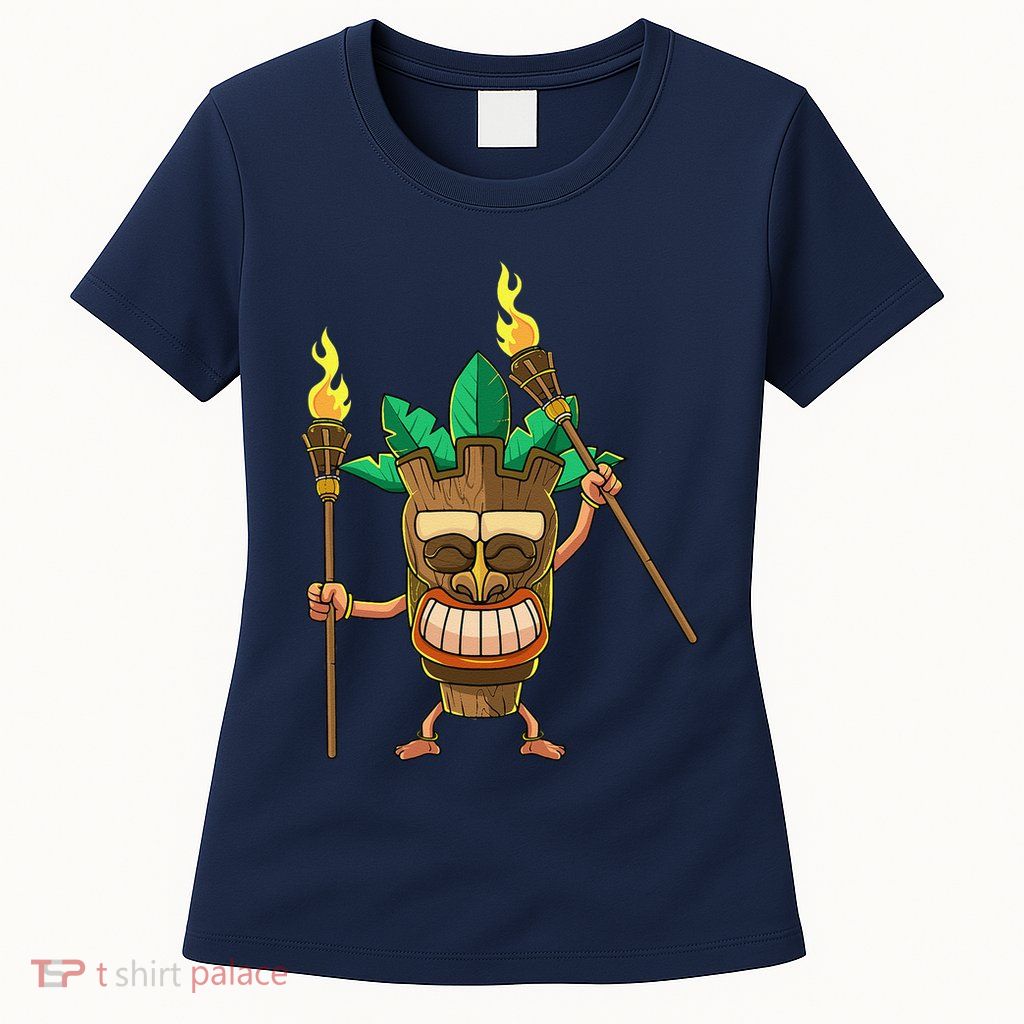 Tiki Man Hawaiian Summer Tropical Luau Party Womens T-Shirt