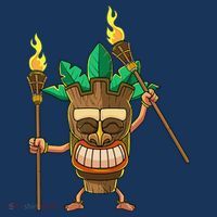 Tiki Man Hawaiian Summer Tropical Luau Party Womens T-Shirt
