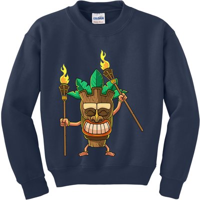 Tiki Man Hawaiian Summer Tropical Luau Party Kids Sweatshirt