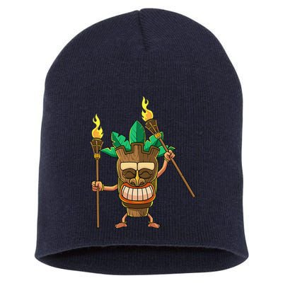 Tiki Man Hawaiian Summer Tropical Luau Party Short Acrylic Beanie