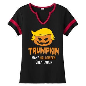 Trumpkin Make Halloween Great Again Funny Pro Trump Ladies Halftime Notch Neck Tee