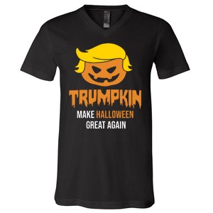 Trumpkin Make Halloween Great Again Funny Pro Trump V-Neck T-Shirt