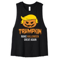 Trumpkin Make Halloween Great Again Funny Pro Trump Women's Racerback Cropped Tank