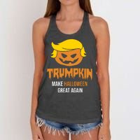 Trumpkin Make Halloween Great Again Funny Pro Trump Women's Knotted Racerback Tank