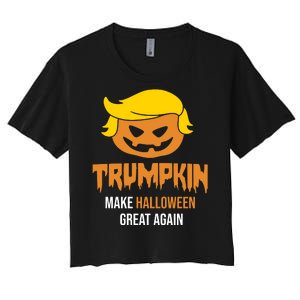 Trumpkin Make Halloween Great Again Funny Pro Trump Women's Crop Top Tee