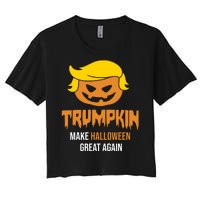 Trumpkin Make Halloween Great Again Funny Pro Trump Women's Crop Top Tee