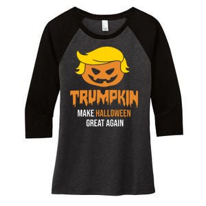 Trumpkin Make Halloween Great Again Funny Pro Trump Women's Tri-Blend 3/4-Sleeve Raglan Shirt