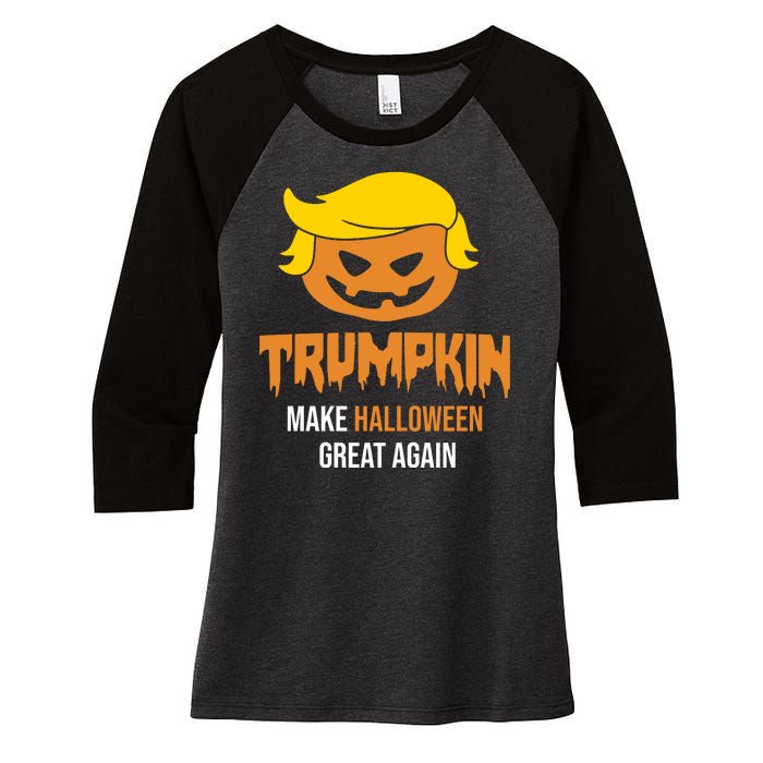 Trumpkin Make Halloween Great Again Funny Pro Trump Women's Tri-Blend 3/4-Sleeve Raglan Shirt