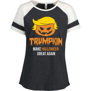 Trumpkin Make Halloween Great Again Funny Pro Trump Enza Ladies Jersey Colorblock Tee