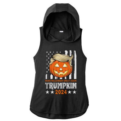 Trumpkin Make Halloween Great Again Flag Pumpkin Trump 2024 Ladies PosiCharge Tri-Blend Wicking Draft Hoodie Tank