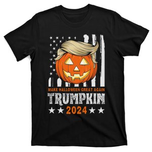 Trumpkin Make Halloween Great Again Flag Pumpkin Trump 2024 T-Shirt